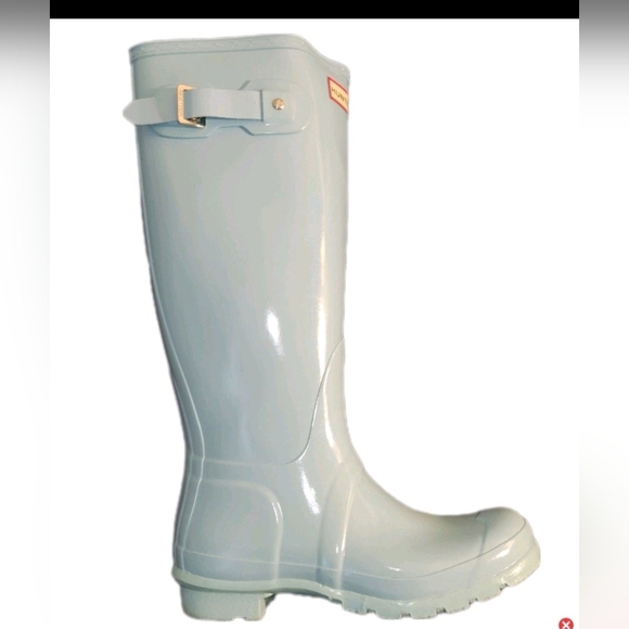 Hunter Original Tall Blue Green Waterproof 7 Boot W/ Matching Metallic Socks - Picture 6 of 16